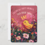 Invitation Fleur Anniversaire Basse - Adorable Chick Premier (Devant)