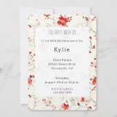Invitation Fleur Anniversaire Rouge Crème (Devant)