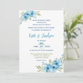 Invitation Fleur aquarelle bleue (Debout devant)