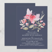 Invitation Fleur Aquarelle Botanique Partie d'engagement (Devant / Derrière)