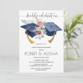 Invitation Fleur aquarelle Double Graduation (Debout devant)