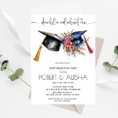 Invitation Fleur aquarelle Double Graduation