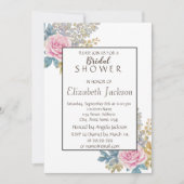 Invitation Fleur aquarelle, Fête des mariées Parties scintill (Devant)