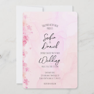 Invitation Fleur aquarelle rose élégante