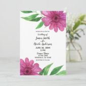 Invitation Fleur aquarelle rose mariage floral printemps (Debout devant)