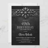 Invitation Fleur Argentée Anniversaire Toute Âge Fête (Devant)