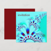 Invitation Fleur · Art de fractale · Turquoise (Devant / Derrière)