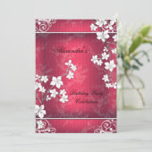 Invitation Fleur asiatique Rouge Blanc dentelle fête d'annive (Debout devant)