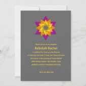 Invitation Fleur bat mitzvah rose orange jaune étoile (Devant)