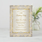 Invitation Fleur beige Damask rose Gold Anniversaire (Debout devant)