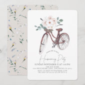 Invitation Fleur Bicyclette Aquarelle Fête de réchauffement m (Devant / Derrière)