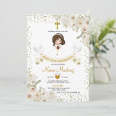 Invitation Fleur blanche 1ère Sainte Communion Parties scinti (Debout devant)