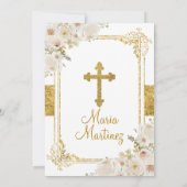 Invitation Fleur blanche 1ère Sainte Communion Parties scinti (Dos)