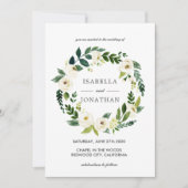 Invitation Fleur blanche | Aquarelle mariage de couronne comp (Devant)