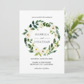 Invitation Fleur blanche | Aquarelle mariage de couronne comp (Debout devant)