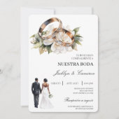Invitation Fleur blanche avec alliance Mariage espagnol (Devant)