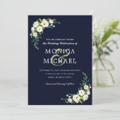Invitation Fleur blanche | Blue Floral Botanical Corner Maria (Debout devant)