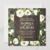 Invitation Fleur blanche | Bois Floral Mariage Botanique (Devant)