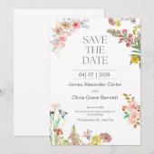 Invitation Fleur Blanche Classique Moderne Fleur Sauvage Rust (Devant / Derrière)