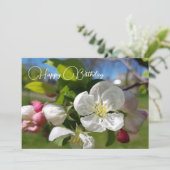 Invitation Fleur blanche de pommier. Joyeux anniversaire (Debout devant)