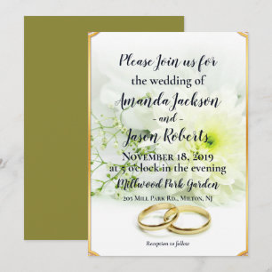 Invitation Fleur blanche délicate de Mariage jaune