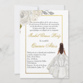 Invitation Fleur blanche Demande de coing en espagnol (Devant)