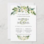 Invitation Fleur blanche | Dîner de répétition Mariage (Devant)