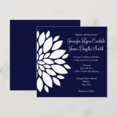 Invitation Fleur blanche d'invitations de mariage de carré de (Devant / Derrière)