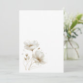 Invitation Fleur blanche et or simple Mariage blanc (Debout devant)