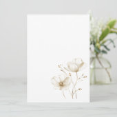Invitation Fleur blanche et or simple Mariage blanc (Debout devant)