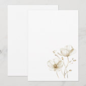 Invitation Fleur blanche et or simple Mariage blanc (Devant / Derrière)