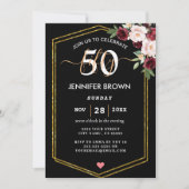 Invitation Fleur blanche et Parties scintillant 50e fête d'an (Devant)