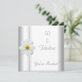 Invitation Fleur blanche Fabuleuse 50e Anniversaire Dentelle (Debout devant)