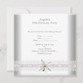 Invitation Fleur blanche Fabuleuse 50e Anniversaire Dentelle  (Dos)