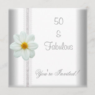 Invitation Fleur Blanche Fantastique Anniversaire 50 Ans Dent