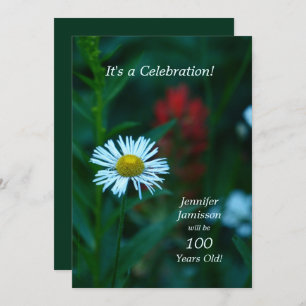 Invitation Fleur blanche Fête d'anniversaire 100 ans