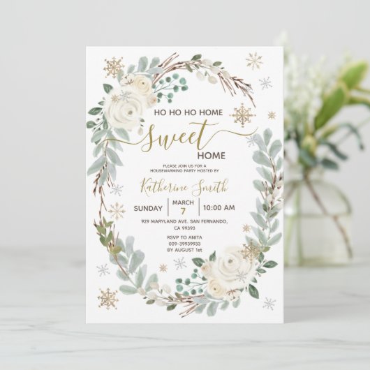 Invitation Fleur blanche Fête d'hiver (Debout devant)