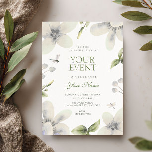 Invitation Fleur blanche fleurie élégante