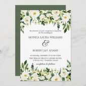 Invitation Fleur blanche | Fleurs blanches mariage rustique (Devant / Derrière)