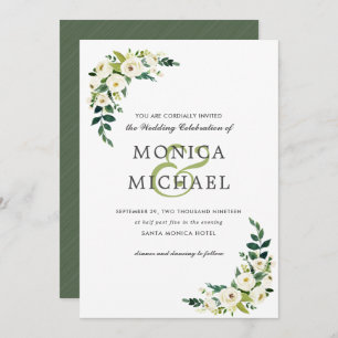 Invitation Fleur blanche   Floral Botanical Corner Mariage