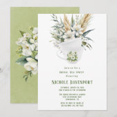 Invitation Fleur blanche Green Painted Tea Party (Devant / Derrière)