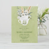 Invitation Fleur blanche Green Painted Tea Party (Debout devant)