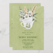 Invitation Fleur blanche Green Painted Tea Party (Devant / Derrière)