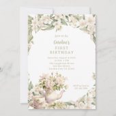 Invitation Fleur Blanche Jardin Tea Party N'importe quel âge (Devant)