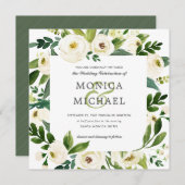 Invitation Fleur blanche | Mariage botanique floral (Devant / Derrière)