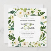 Invitation Fleur blanche | Mariage botanique floral (Devant)