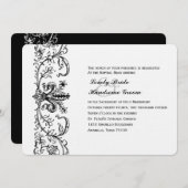 Invitation Fleur blanche noire catholique (Devant / Derrière)