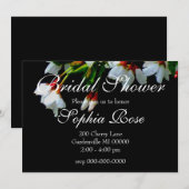 Invitation Fleur blanche noire élégante Fleurissement blanc (Devant / Derrière)