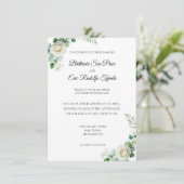 Invitation Fleur Blanche Verte Eucalyptus (Debout devant)