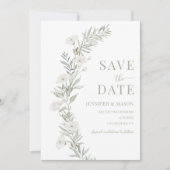Invitation Fleur Blanche Wreath Verdure Feuilles Sauvez La Da (Devant)